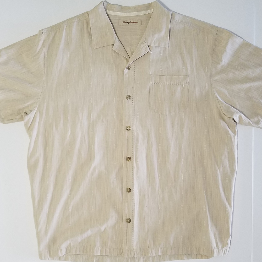 Tommy Bahama Mens Shirt Button Front Sz XL Beige